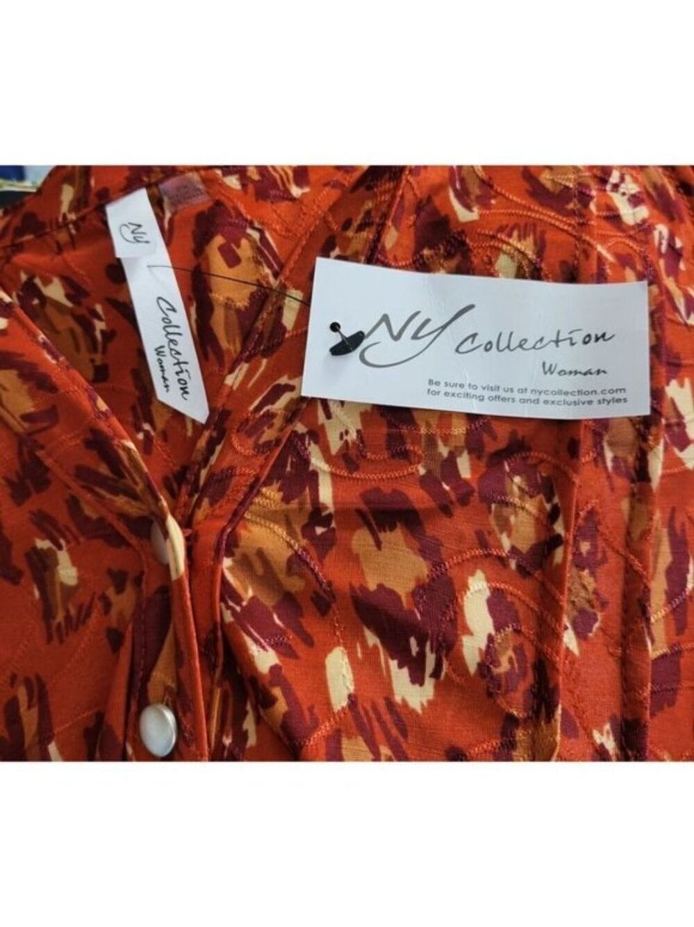 NEW NY Collection blouse 2X flowy bell sleeves animal print BOHO Chic Career NWT - Picture 7 of 12